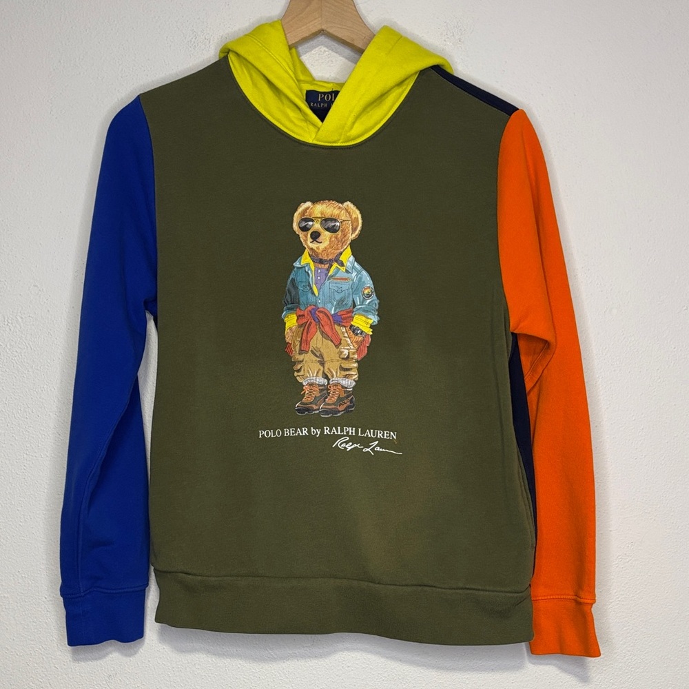 Polo Ralph Lauren Colorblock Polo Bear Boys XL Hoodie Hooded Sweatshirt Comfy